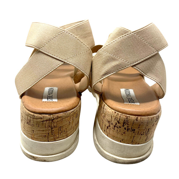 Steve Madden Bandi Sz 9.5 Flatform Platform Cork Wedge Sandals Strappy Lug Sole - Picture 8 of 9